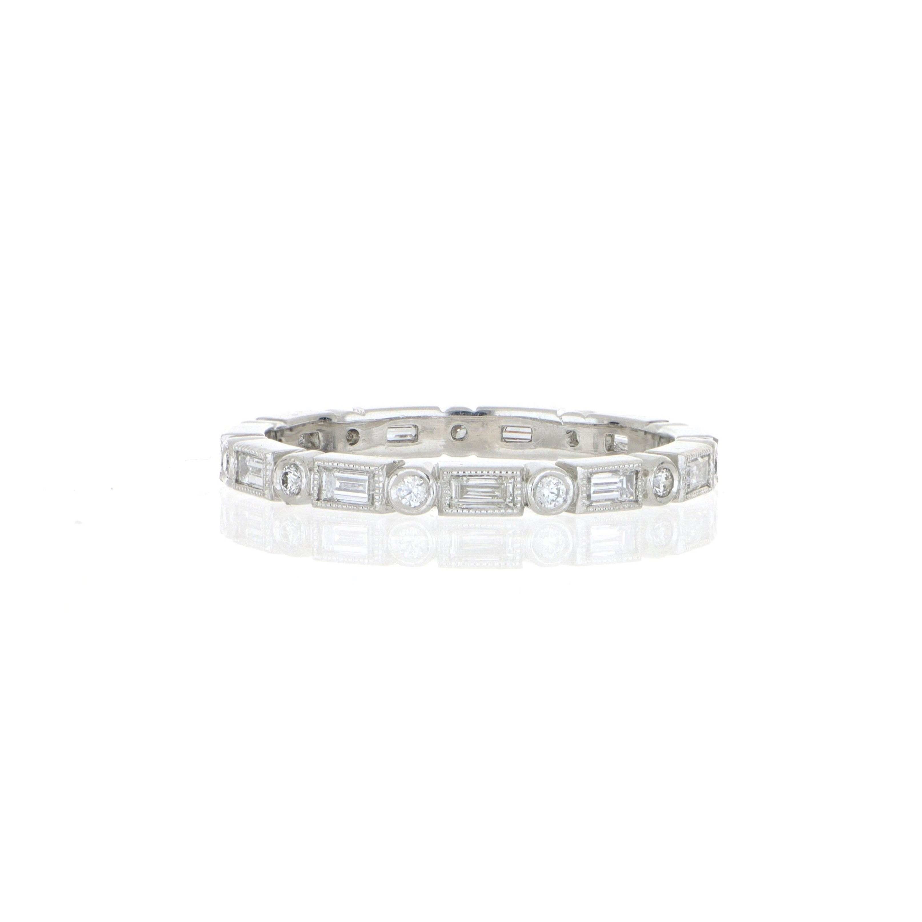Platinum Round and Baguette Diamond Eternity Band - Charles Koll Jewelers