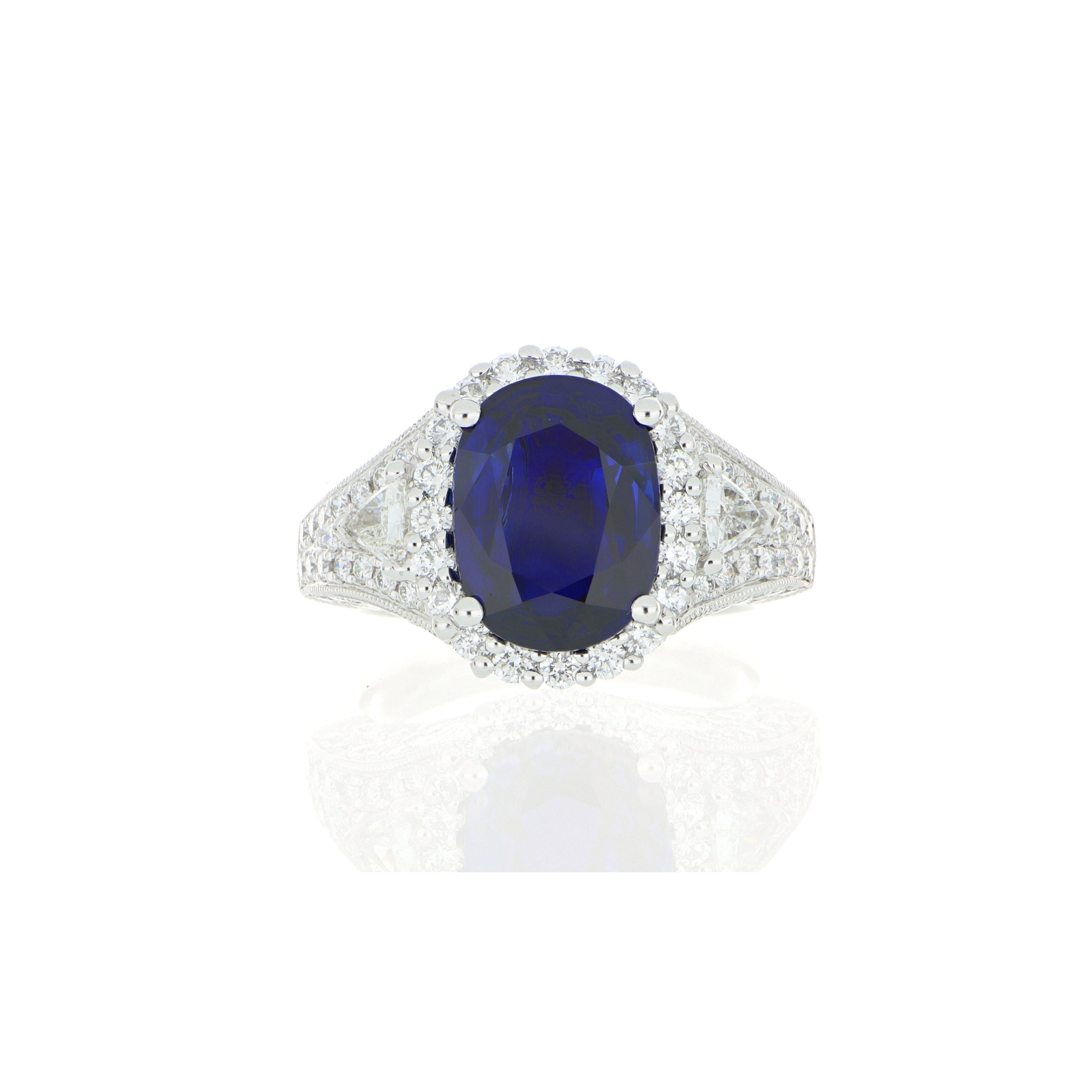 Platinum Blue Sapphire and Diamond Cocktail Ring