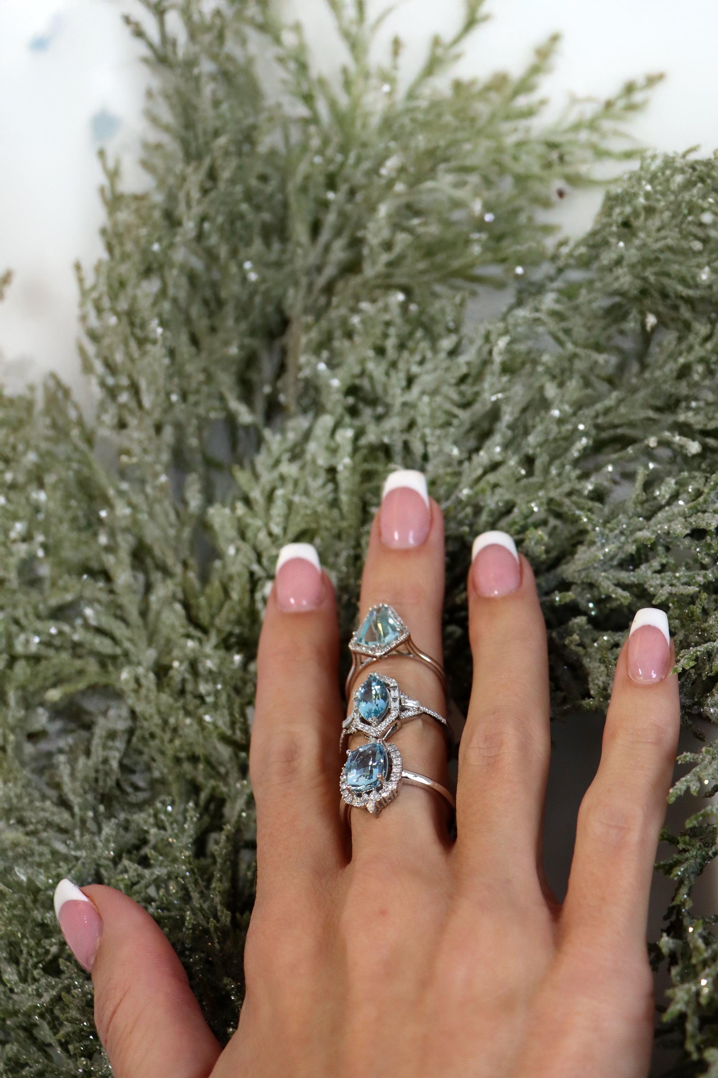 Platinum Aquamarine and Diamond Ring