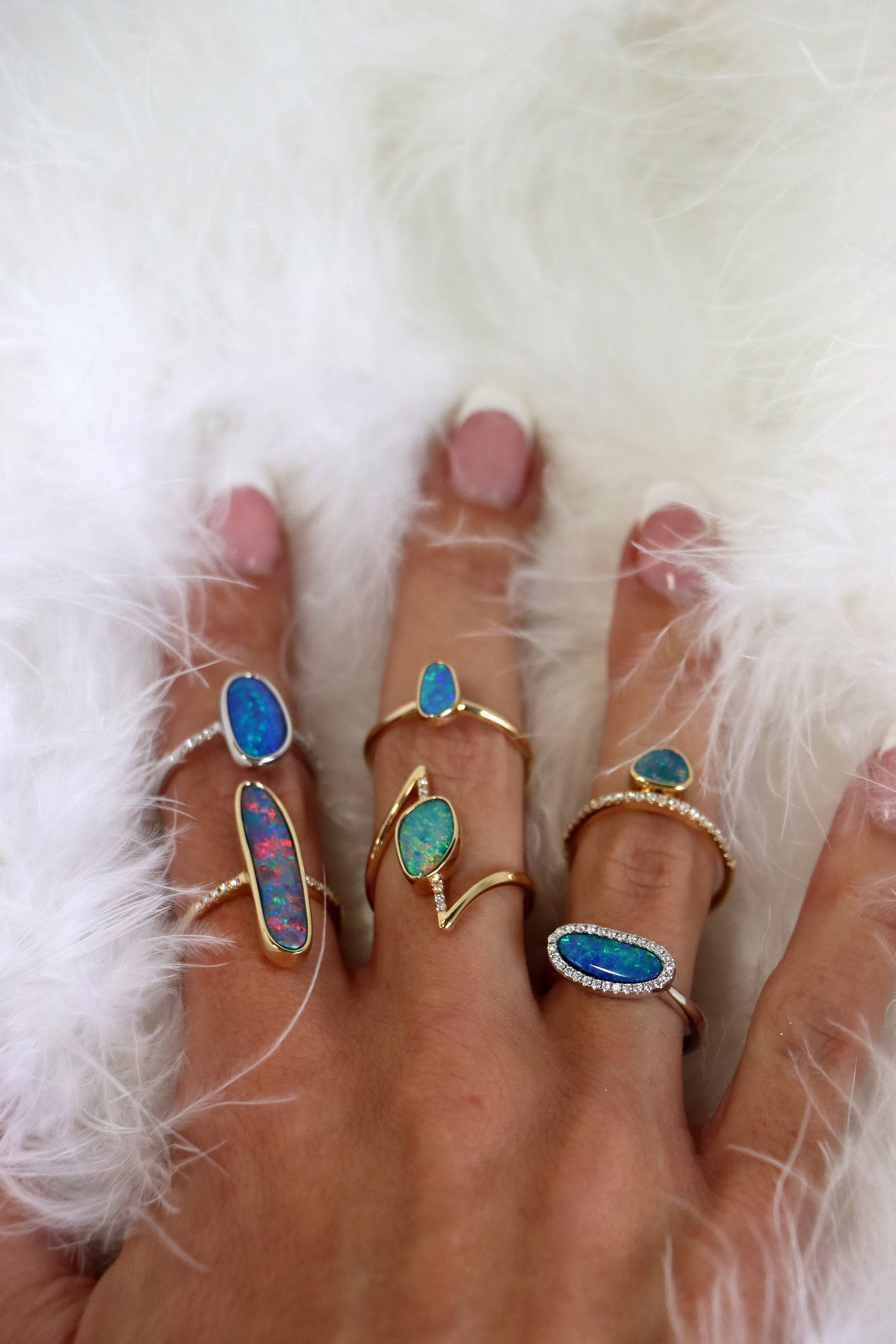 14k Yellow Gold Opal and Diamond Ring