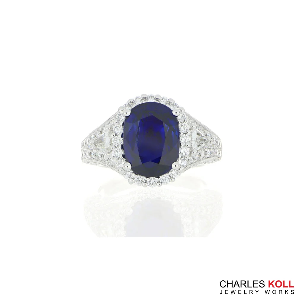Platinum Blue Sapphire and Diamond Ring Colored Stone Ring