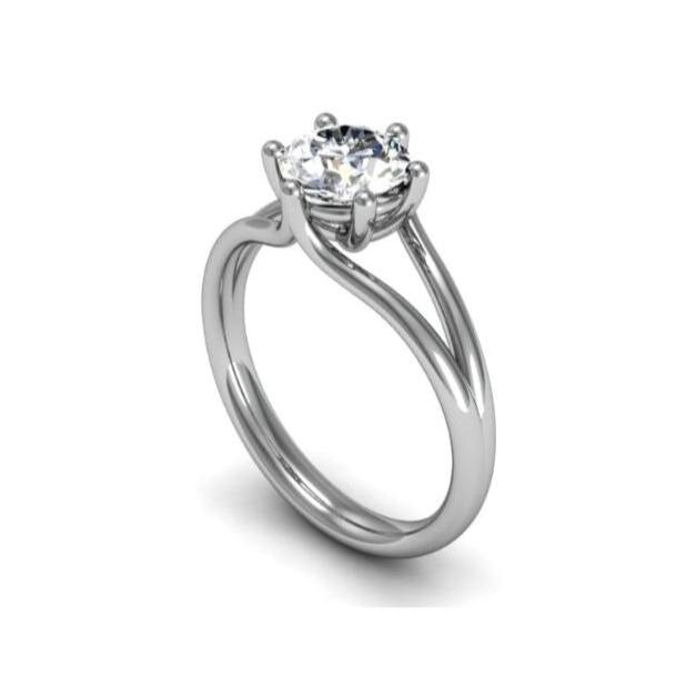 18k White Gold 6 Prong Solitaire Engagement Ring Semi Mount