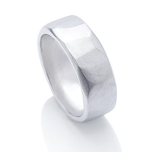 Grey Gold Faceted Men's Band - Charles Koll Jewellers