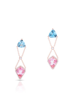 Aquamarine and Pink Tourmaline Drop Earrings - Charles Koll Jewellers