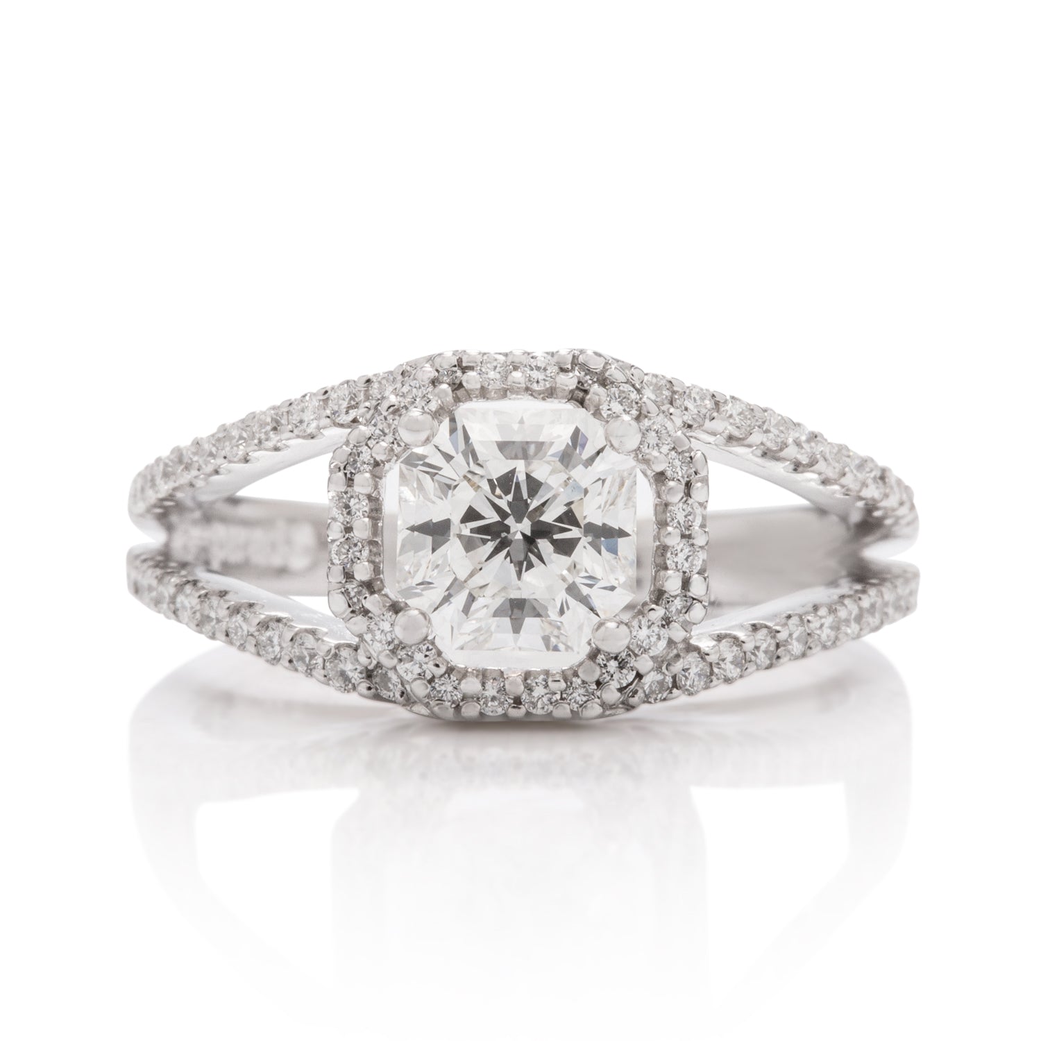 Hexagonal Halo Diamond Engagement Ring - Charles Koll Jewellers