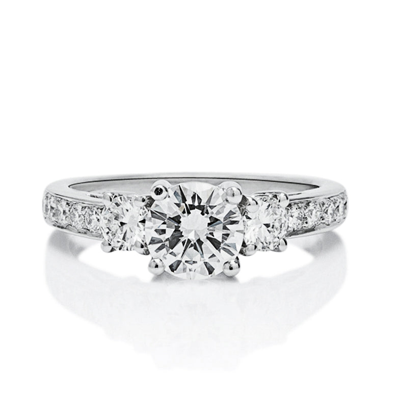 Round Three Stone Engagement Ring - Charles Koll Jewellers