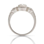 Round Three Stone Halo Engagement Ring - Charles Koll Jewellers