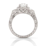 Cushion Three Stone Halo Engagement Ring - Charles Koll Jewellers