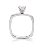 18k White Gold & Platinum Square Shank 6 Prong Engagement Ring - Charles Koll Jewellers