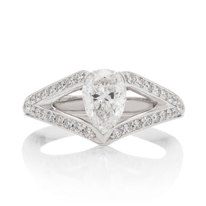 1.13 Carat Pear Shape Diamond Engagement Ring - Charles Koll Jewellers