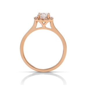 18k Rose Gold Diamond Halo Engagement Ring - Charles Koll Jewellers