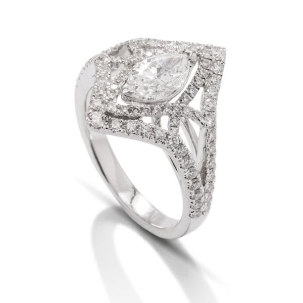 Marquise Twist Halo Engagement Ring - Charles Koll Jewellers