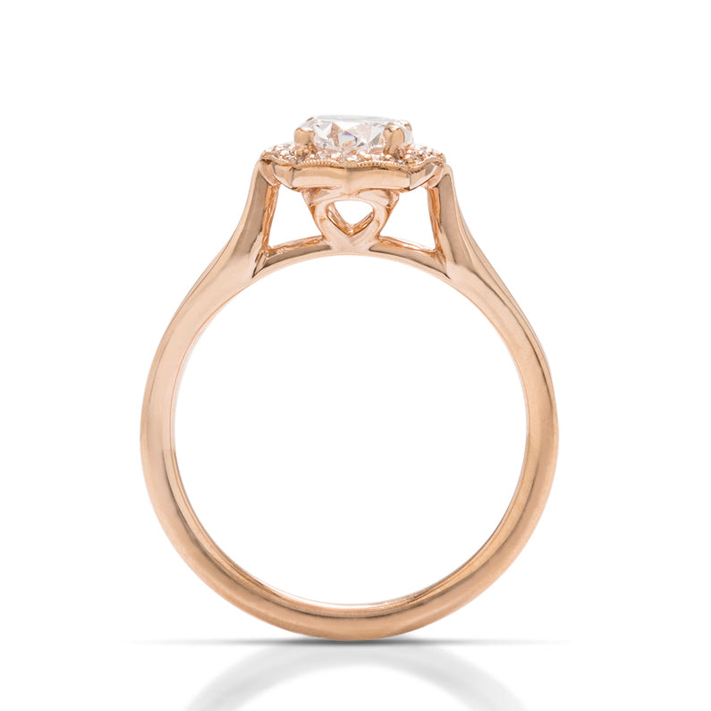 Oval Halo Rose Engagement Ring - Charles Koll Jewellers