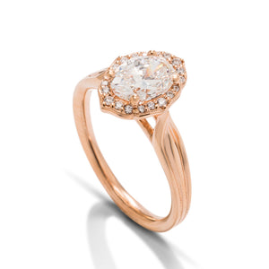 Oval Halo Rose Engagement Ring - Charles Koll Jewellers