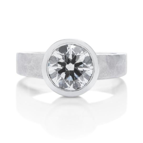 Hammered Bezel Set Engagement Ring - Charles Koll Jewellers
