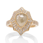 Organic Diamond and Milgrain Yellow Gold Ring - Charles Koll Jewellers