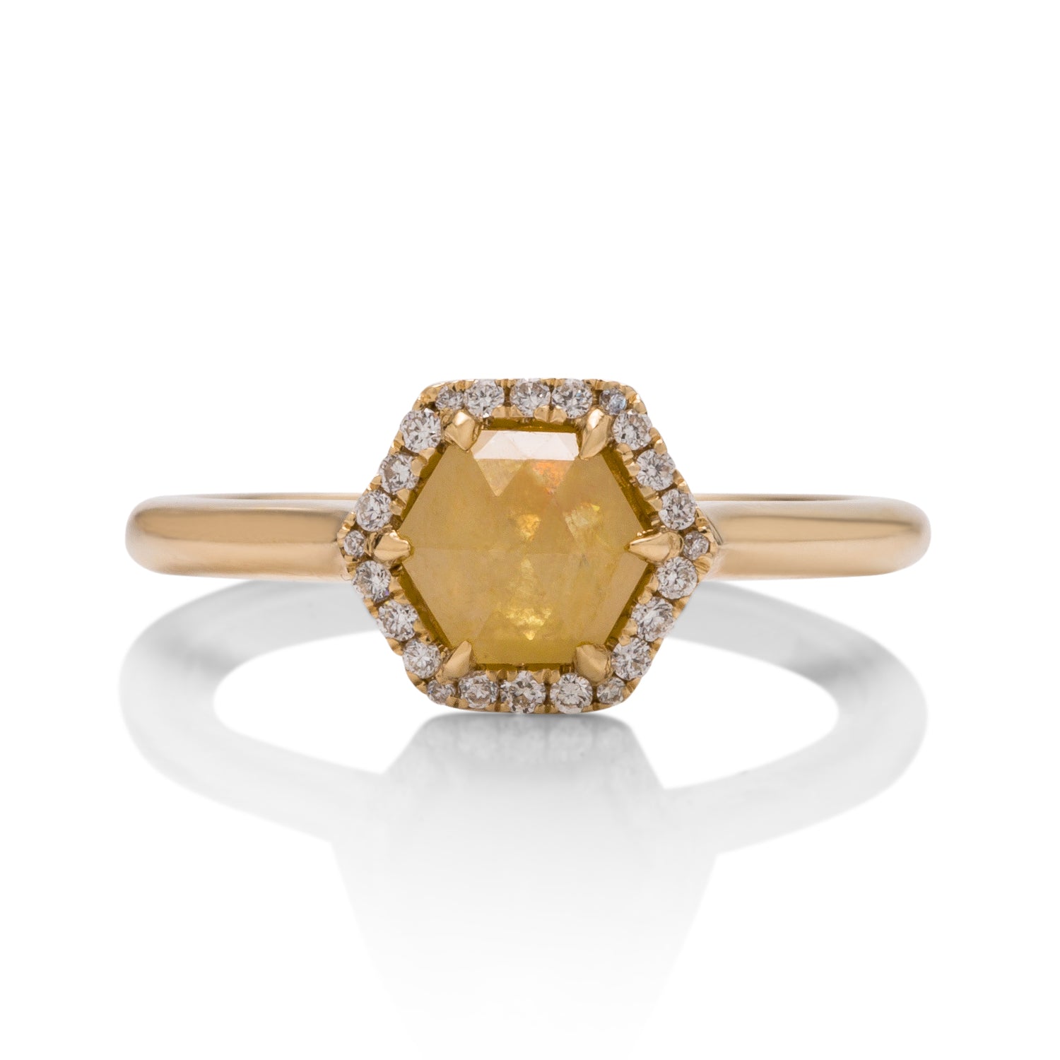 Rough Hexagonal Yellow Diamond Ring - Charles Koll Jewellers