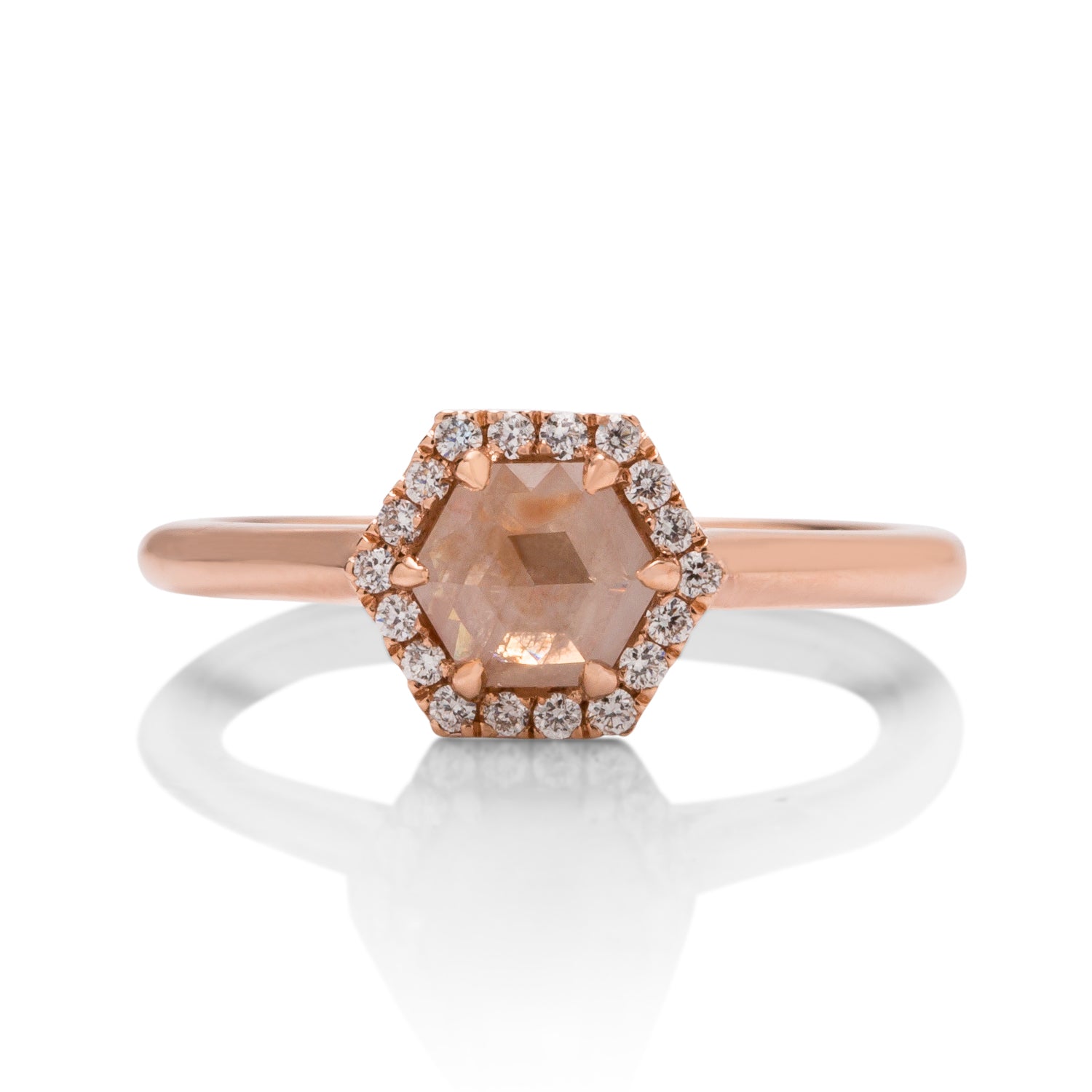 Hexagonal Rose Rough Diamond Ring - Charles Koll Jewellers