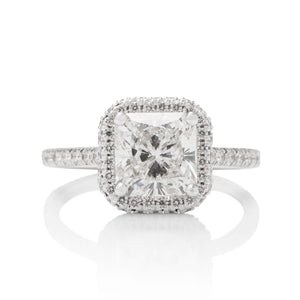 Radiant Cut Diamond Halo Engagement Ring - Charles Koll Jewellers