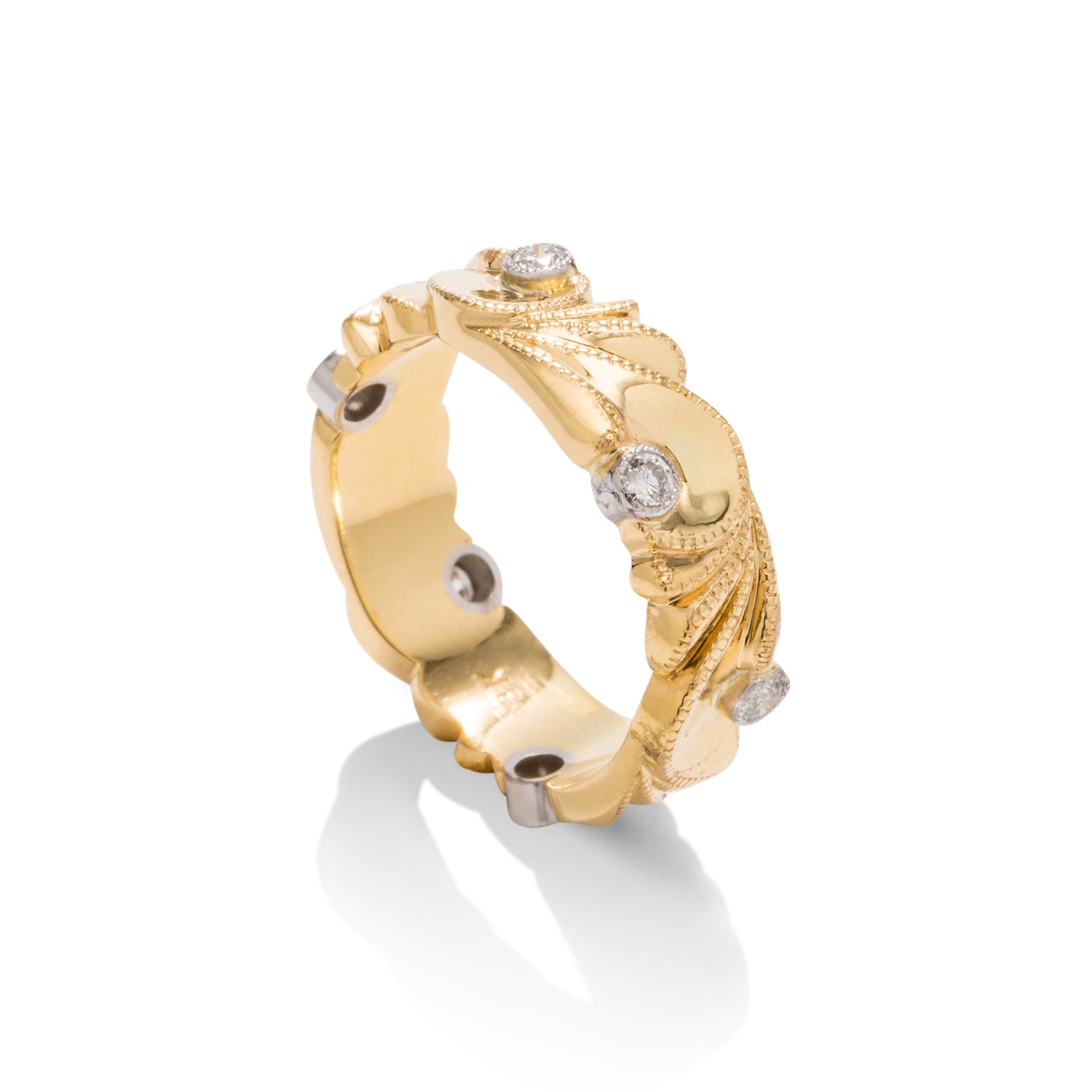 18k Gold Deco Swirl Diamond Ring - Charles Koll Jewellers
