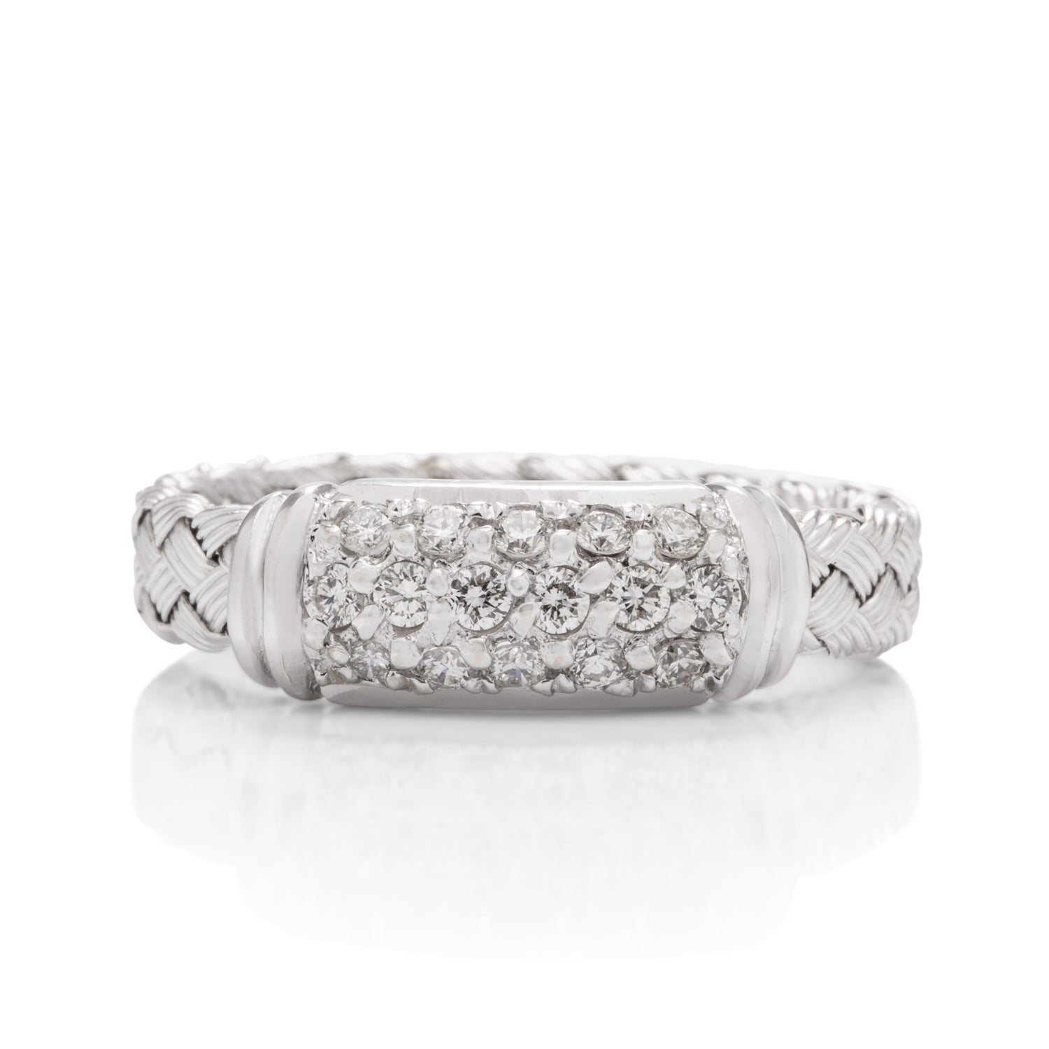 18k Braided White Gold Diamond Ring - Charles Koll Jewellers
