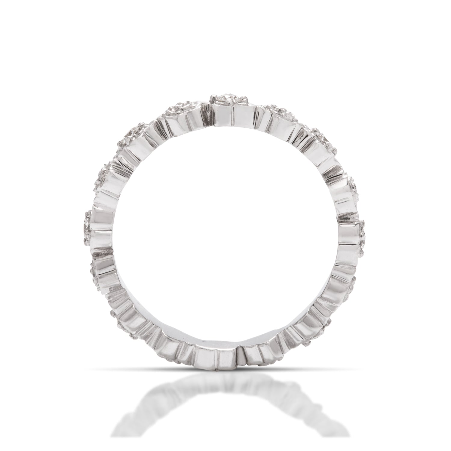 18k White Gold Rose Pattern Diamond Ring - Charles Koll Jewellers