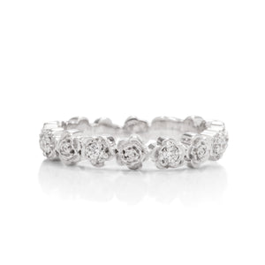 18k White Gold Rose Pattern Diamond Ring - Charles Koll Jewellers