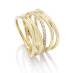 Yellow Gold And Diamond Wave Ring - Charles Koll Jewellers