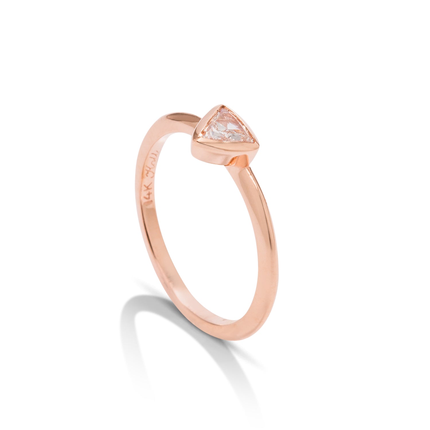 14k Rose Gold Triangle Diamond Stackable Ring - Charles Koll Jewellers