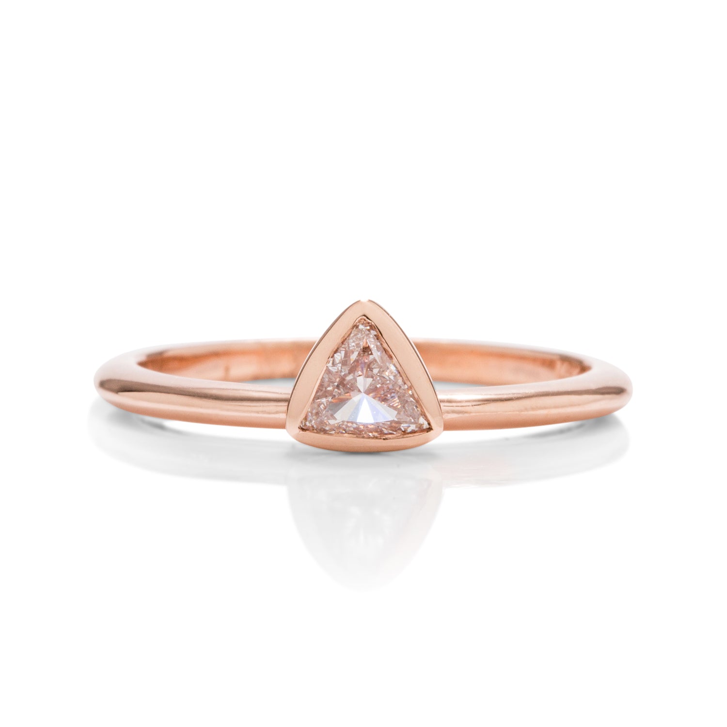 14k Rose Gold Triangle Diamond Stackable Ring - Charles Koll Jewellers