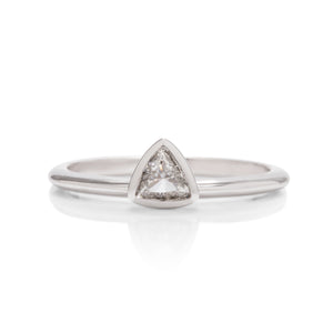 14k White Gold Triangle Diamond Stackable Ring - Charles Koll Jewellers