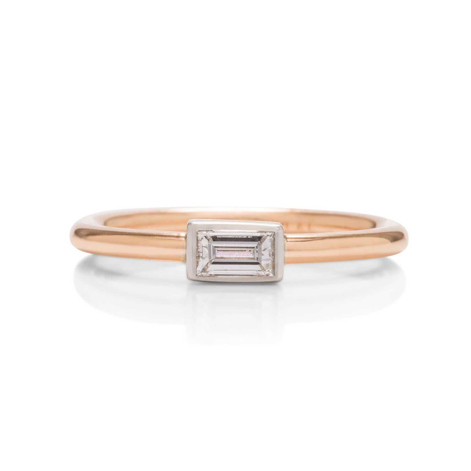 Platinum Bezel 18k Rose Gold Diamond Stackable Ring - Charles Koll Jewellers