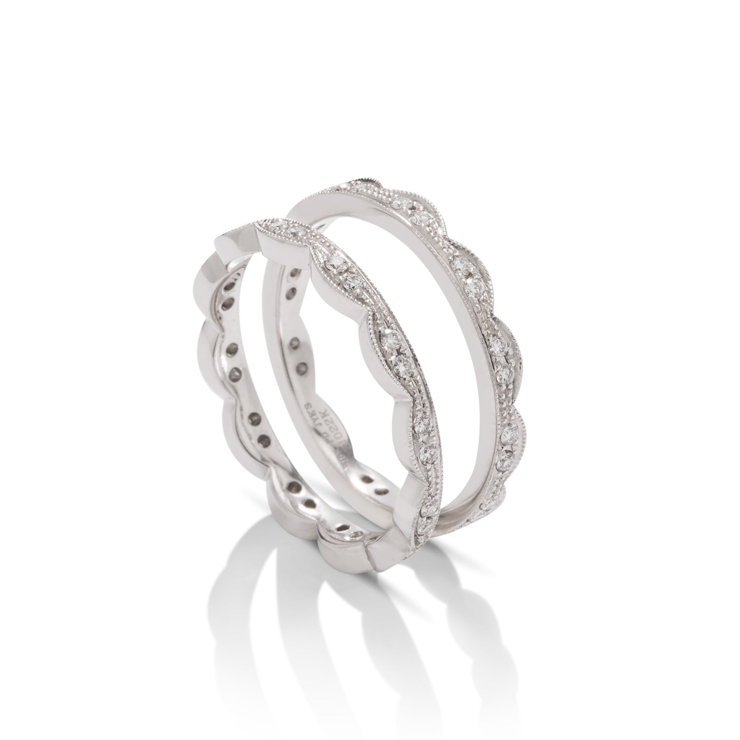 Pair of 18k White Gold Stackable Diamond Rings - Charles Koll Jewellers