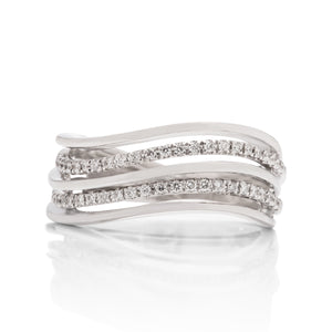 18k White Gold Diamond Wave Ring - Charles Koll Jewellers