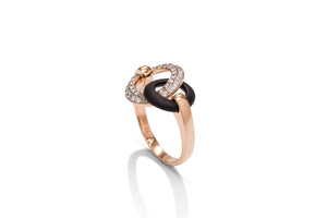 Blackened Steel and Rose Gold Diamond Circle Ring - Charles Koll Jewellers