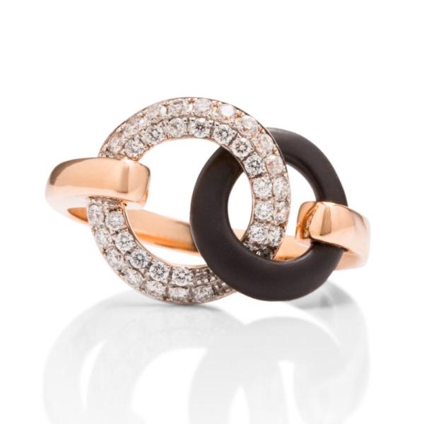 Blackened Steel and Rose Gold Diamond Circle Ring - Charles Koll Jewellers