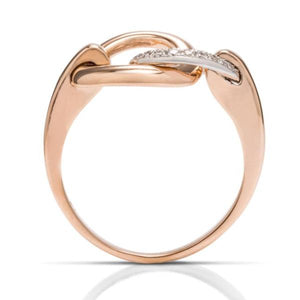 Diamond Linked Circles 18k Rose & White Gold Ring - Charles Koll Jewellers