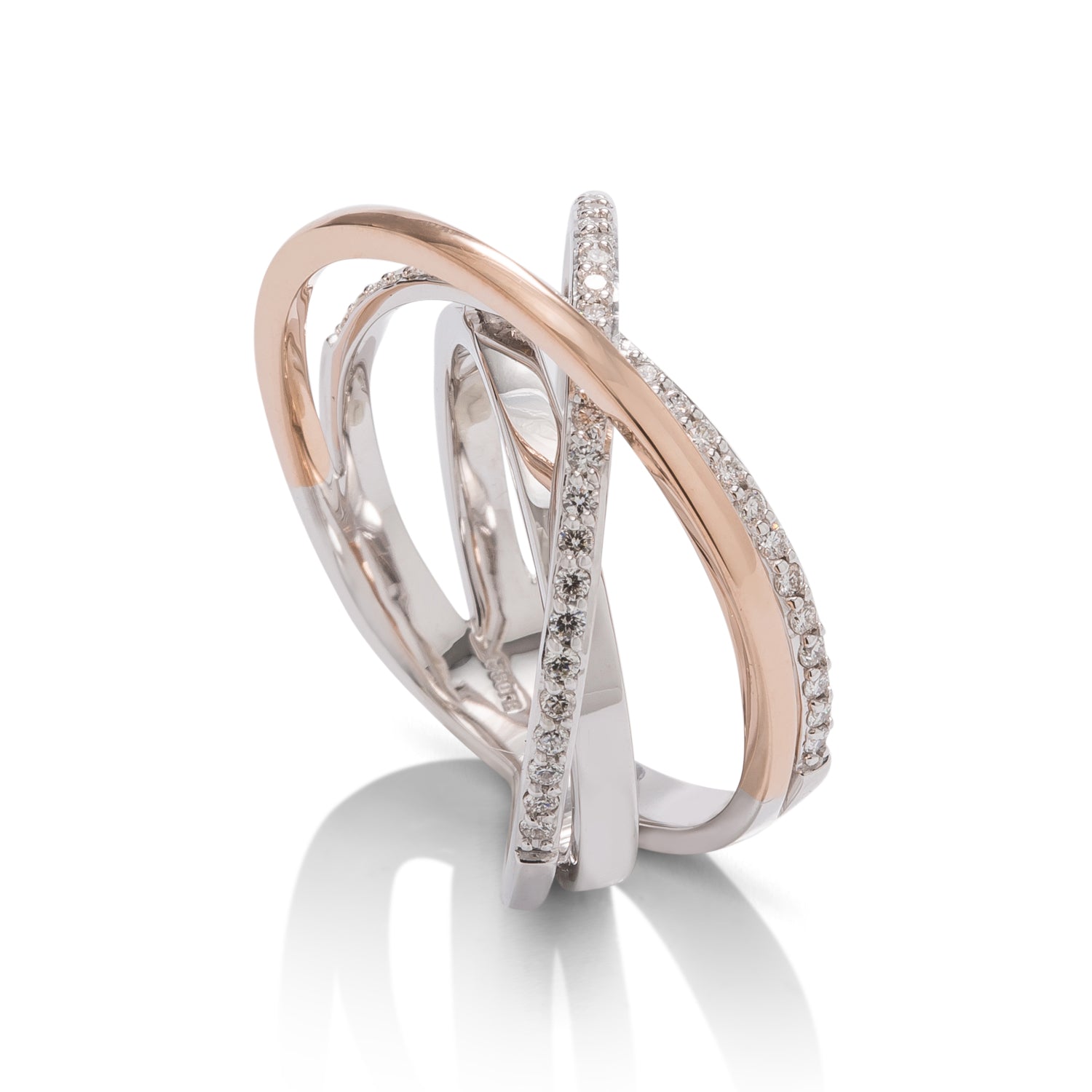 Two-Tone Crossover Ring - Charles Koll Jewellers