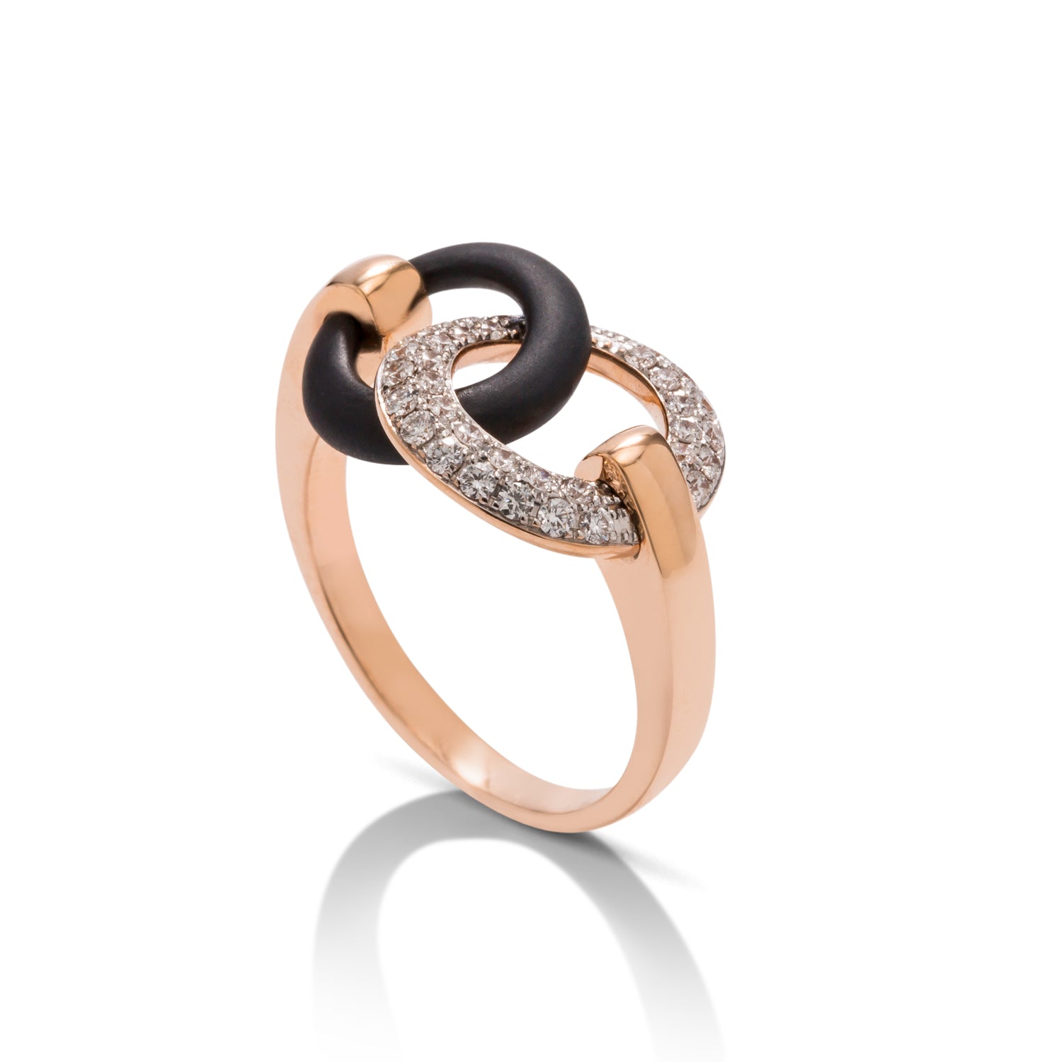 18k Rose Gold & Black Steel Diamond Ring - Charles Koll Jewellers