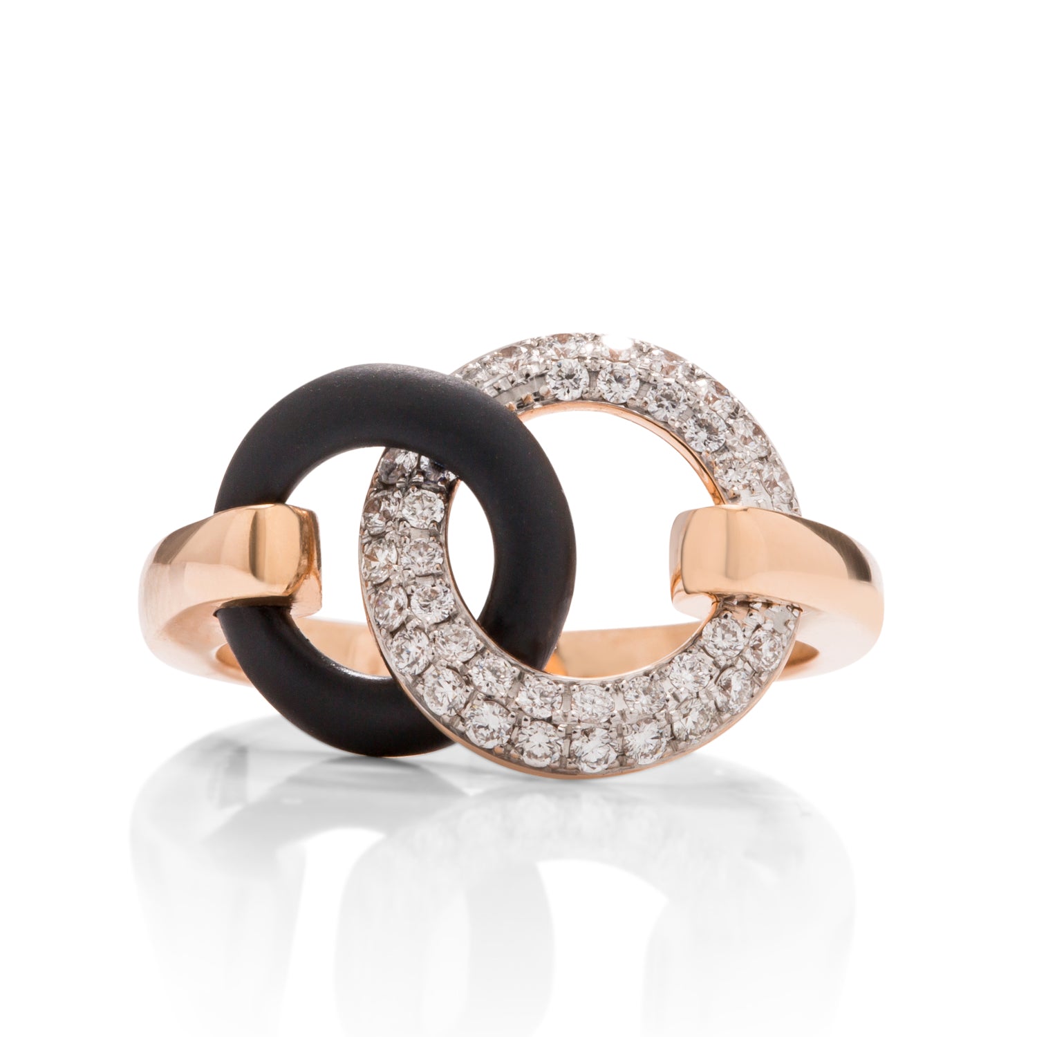 18k Rose Gold & Black Steel Diamond Ring - Charles Koll Jewellers
