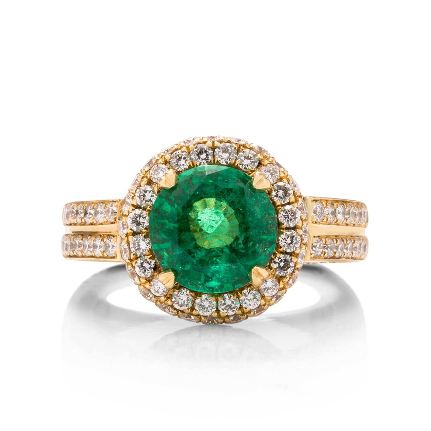 Zambian Round Cut Emerald Ring - Charles Koll Jewellers