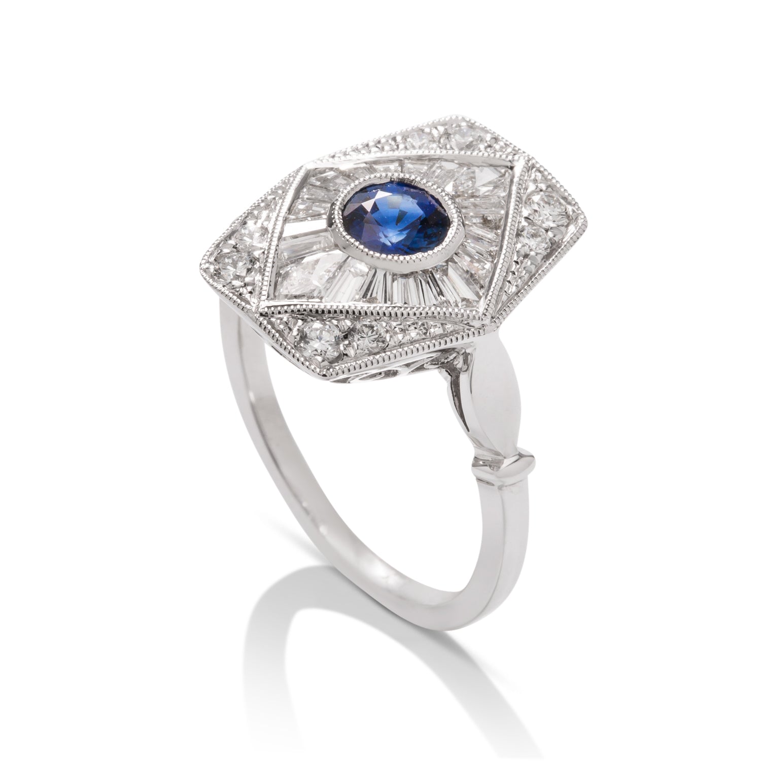 Antique Style Sapphire and Diamond Ring - Charles Koll Jewellers
