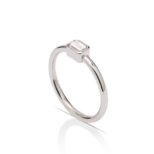 White Gold and Square Cut Diamond Ring
