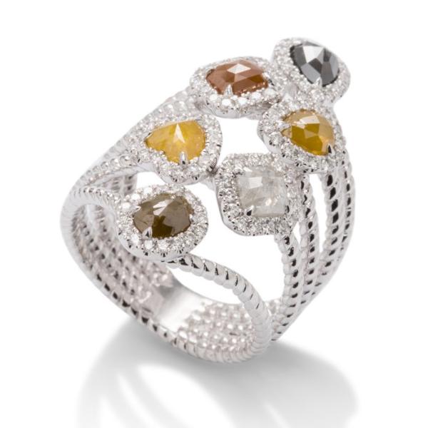 Multi-Color Organic Diamond Ring - Charles Koll Jewellers