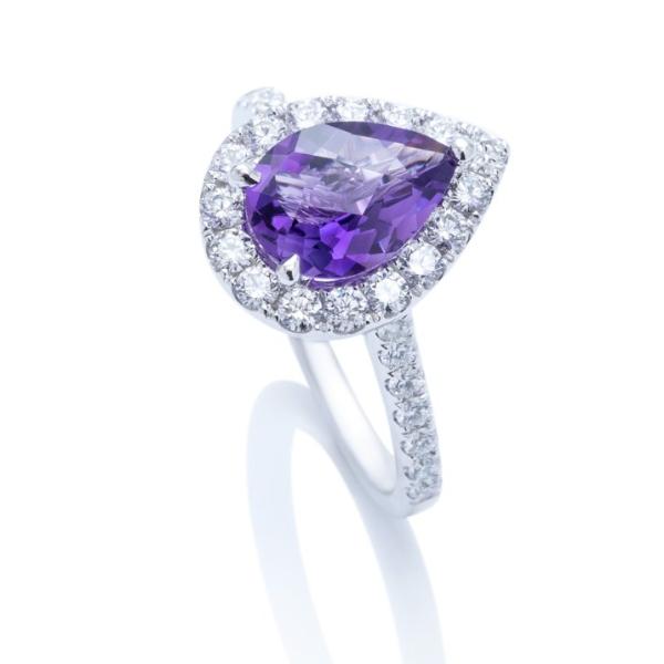 Amethyst Diamond Halo Ring - Charles Koll Jewellers