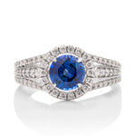 Three Row Diamond and Sapphire Ring - Charles Koll Jewellers