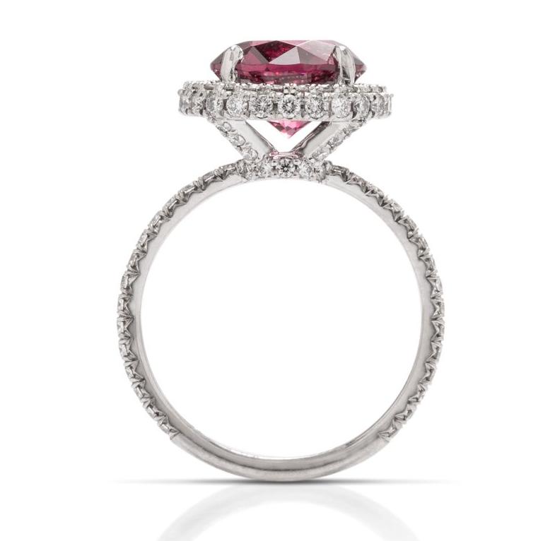 Rhodolite Garnet and Diamond Halo Ring - Charles Koll Jewellers