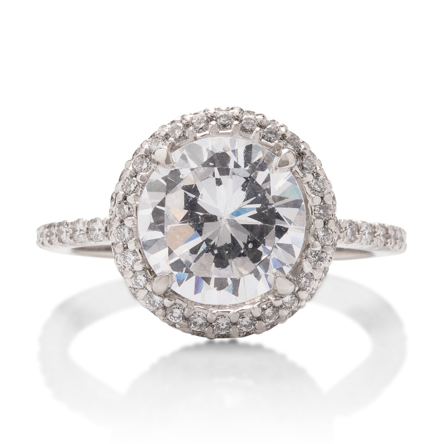 Thin Band Halo Engagement Ring - Charles Koll Jewellers