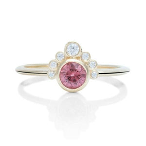 Red-Orange Sapphire and Diamond Ring - Charles Koll Jewellers