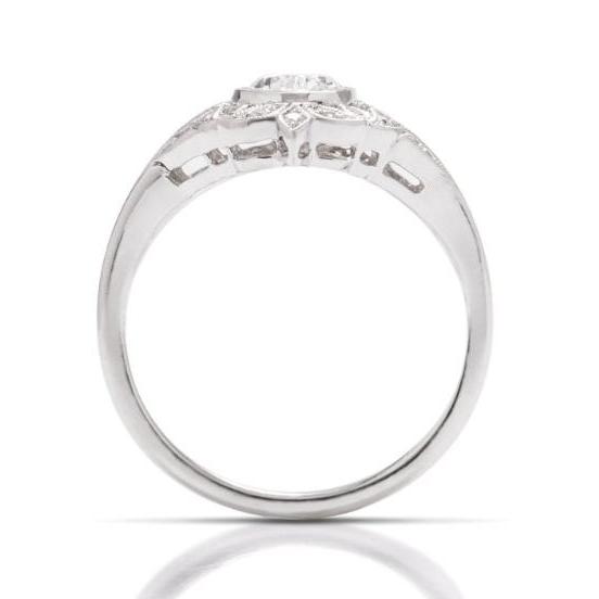 Oval Vintage Leaf Detail Diamond Semi-Mount - Charles Koll Jewellers